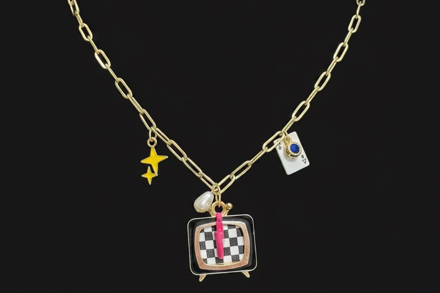 Retro charm necklace