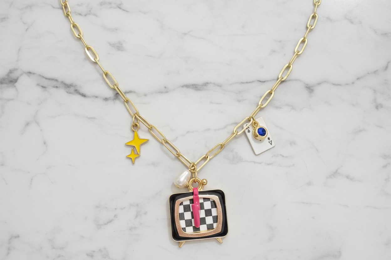 Retro charm necklace